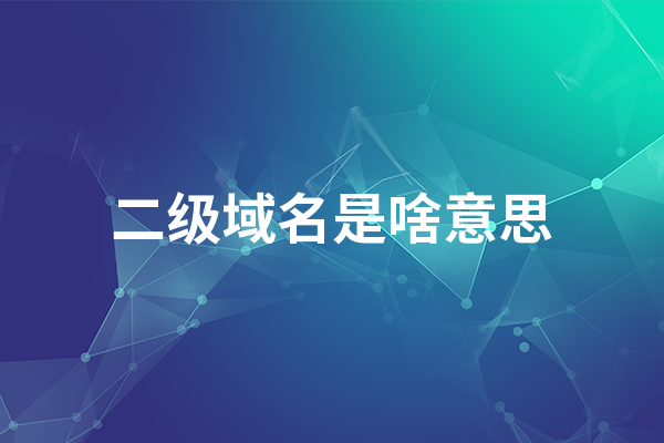 二级域名是啥意思
