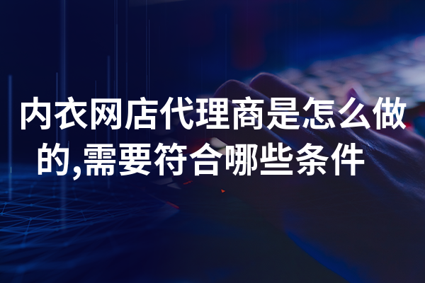 内衣网店代理商是怎么做的,需要符合哪些条件