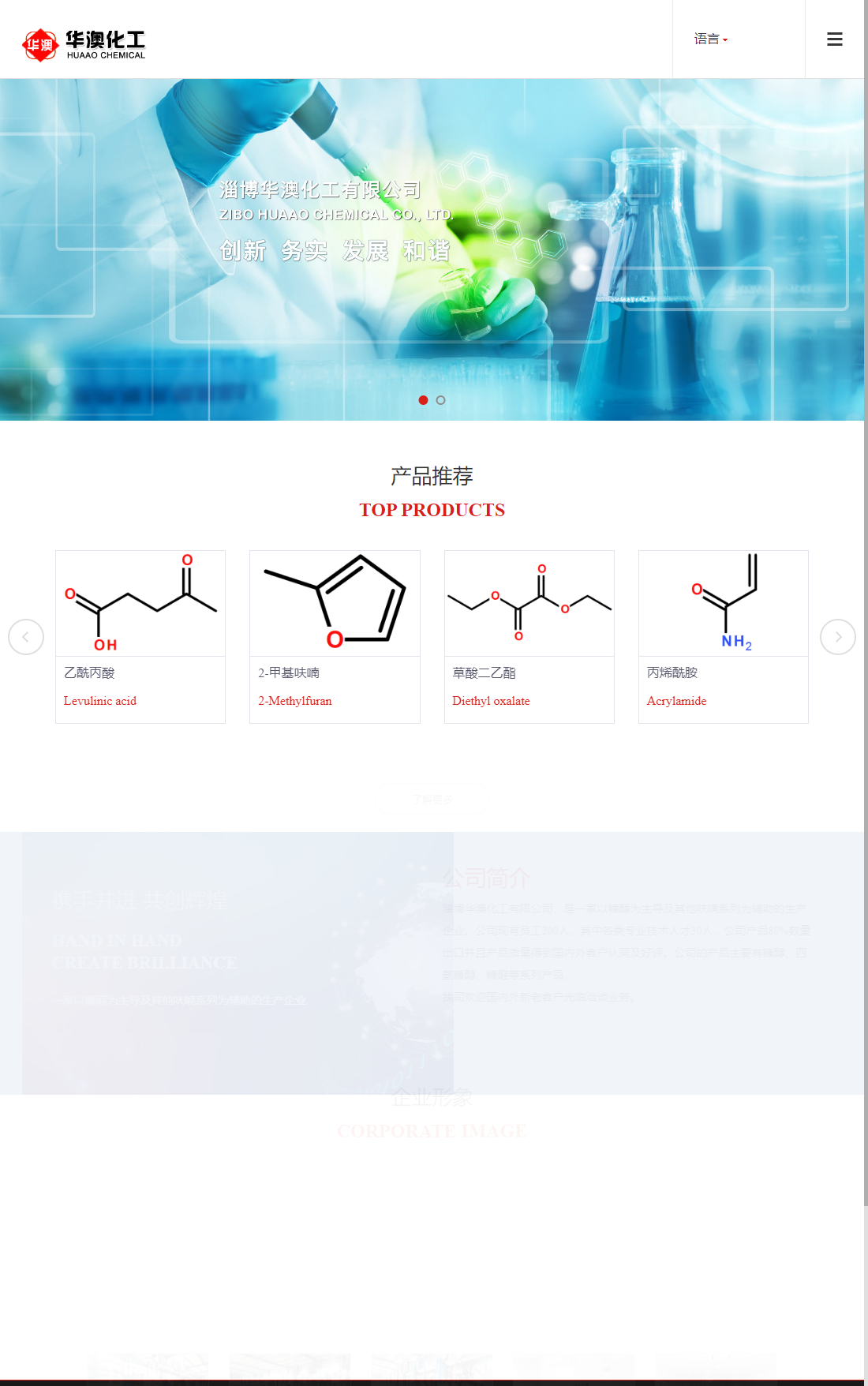 淄博华澳化工有限公司网站案例