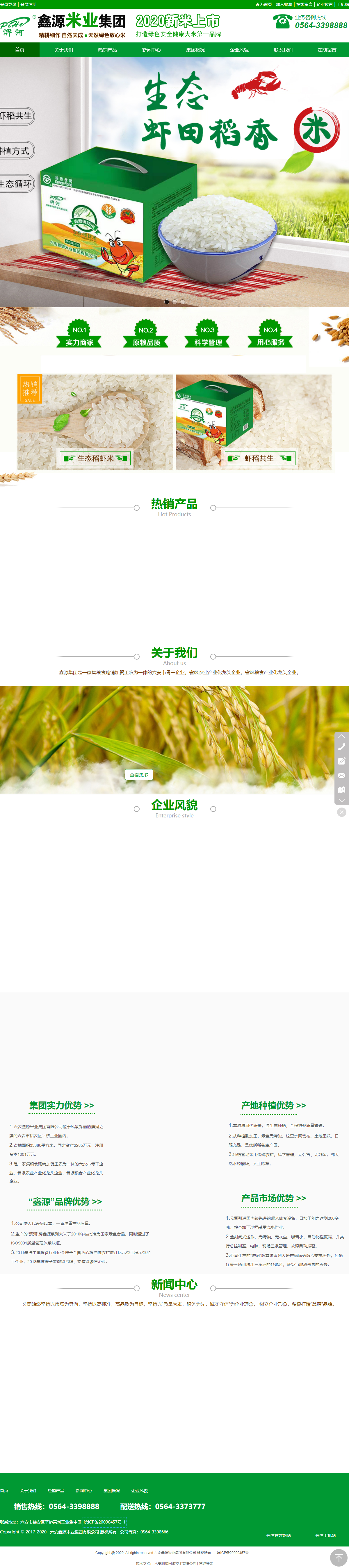 六安鑫源米业集团有限公司网站案例