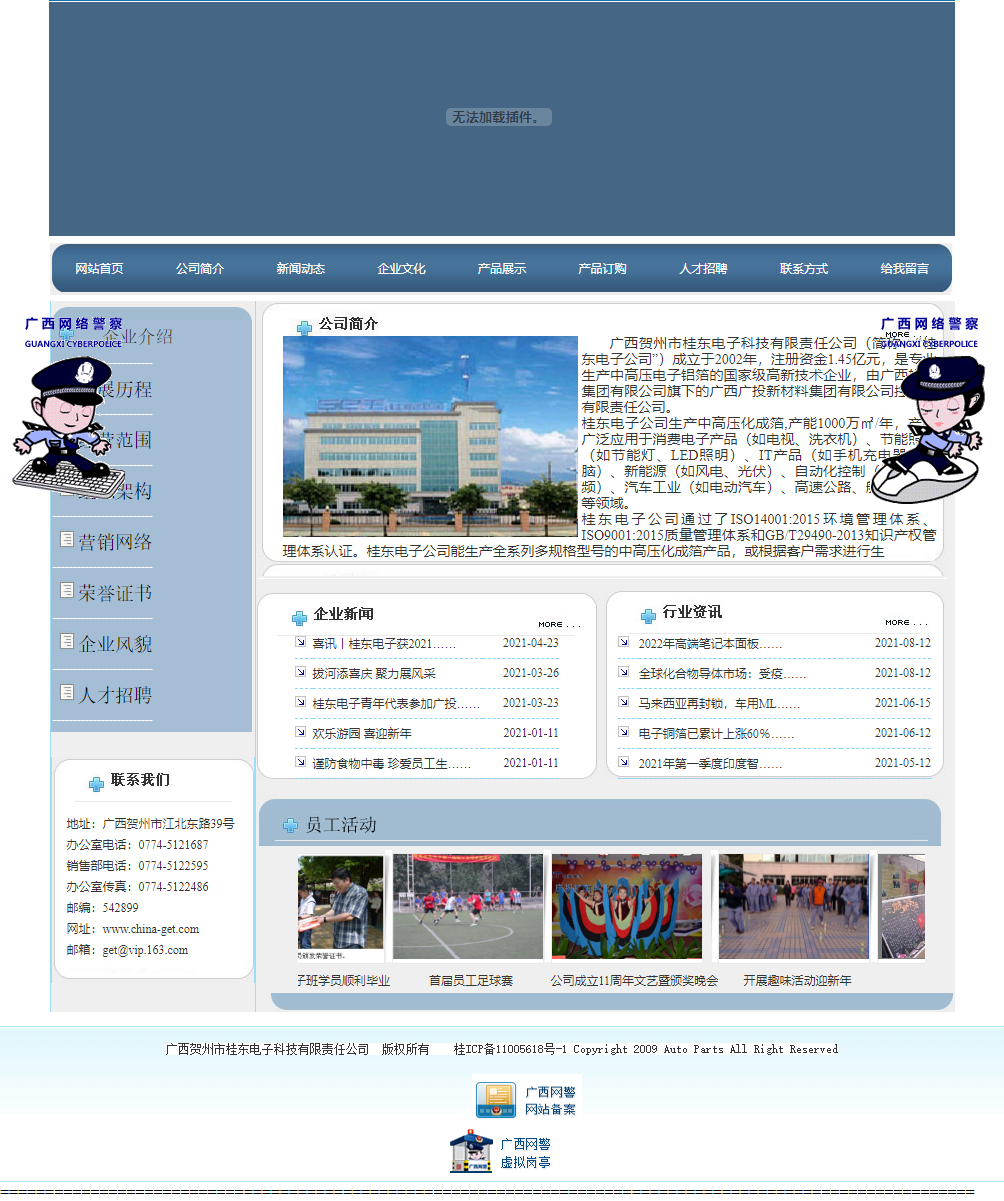 广西贺州市桂东电子科技有限责任公司网站案例