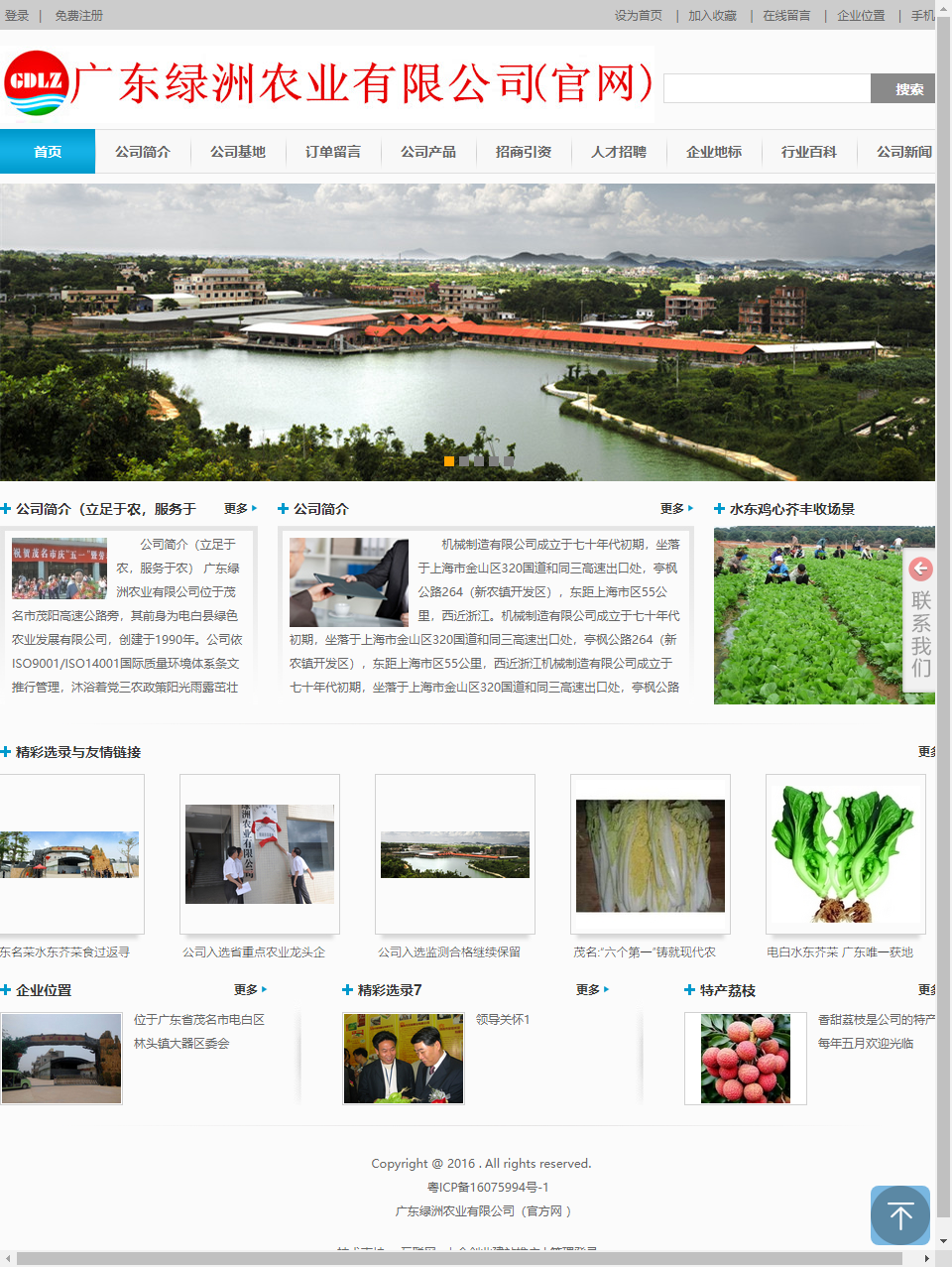 广东绿洲农业有限公司网站案例