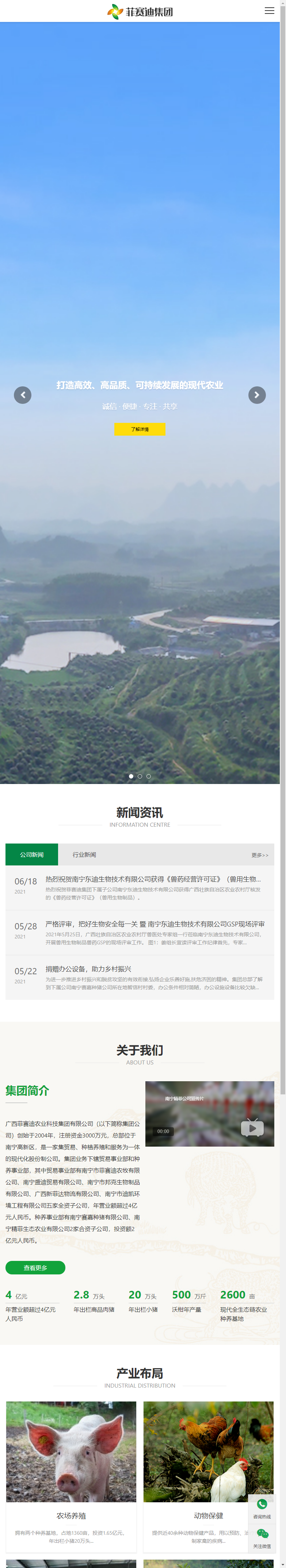 广西菲赛迪农业科技集团有限责任公司网站案例