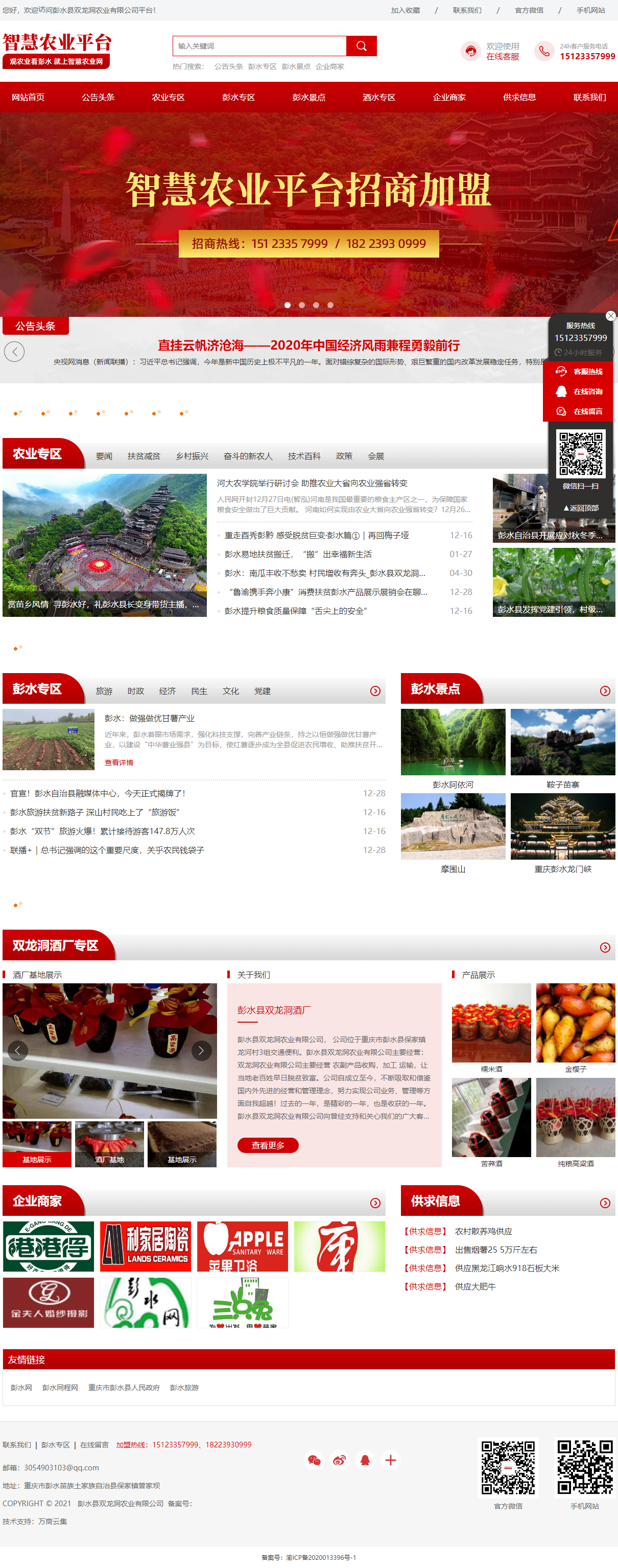 彭水县双龙洞农业有限公司网站案例