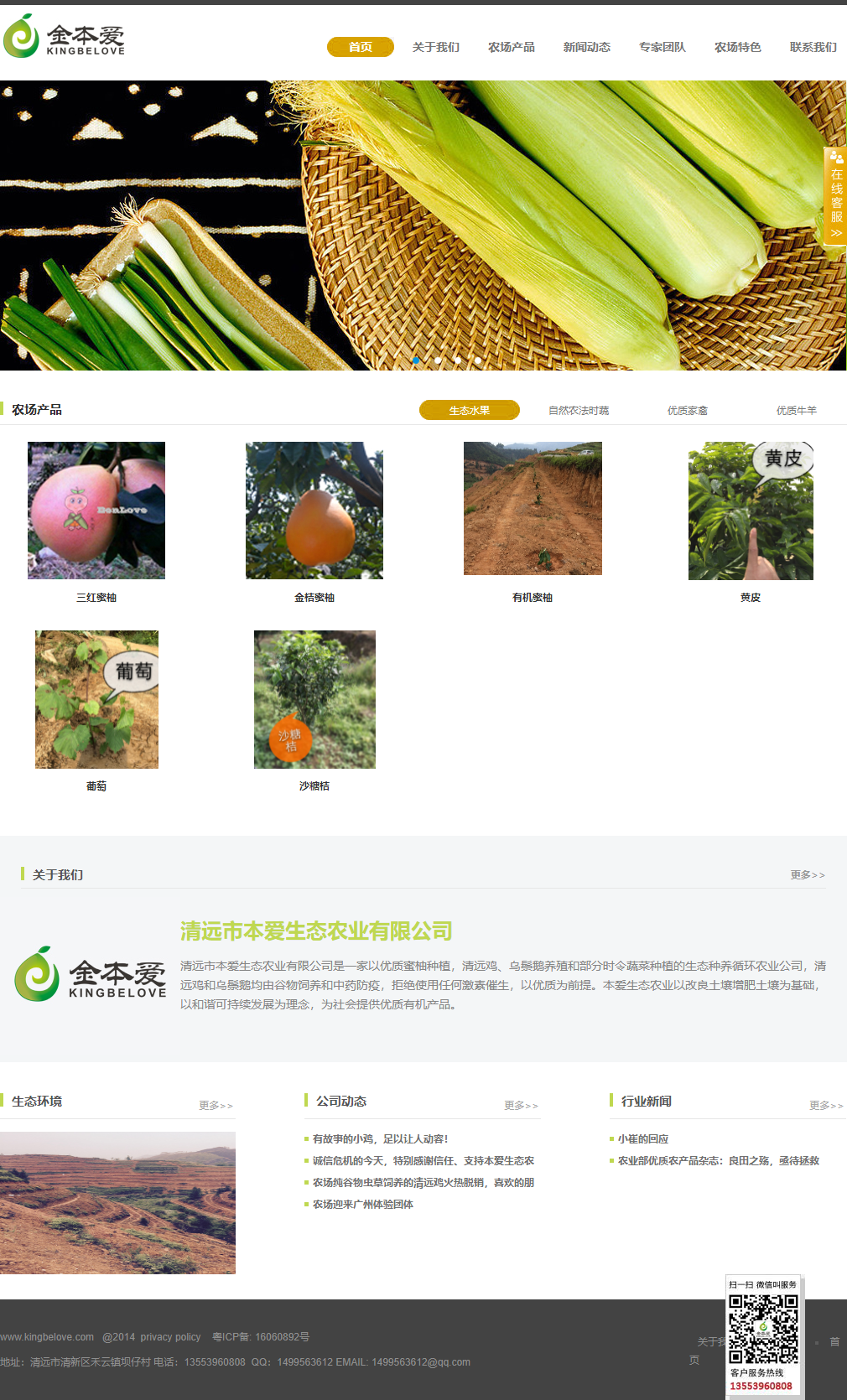 清远市本爱生态农业有限公司网站案例