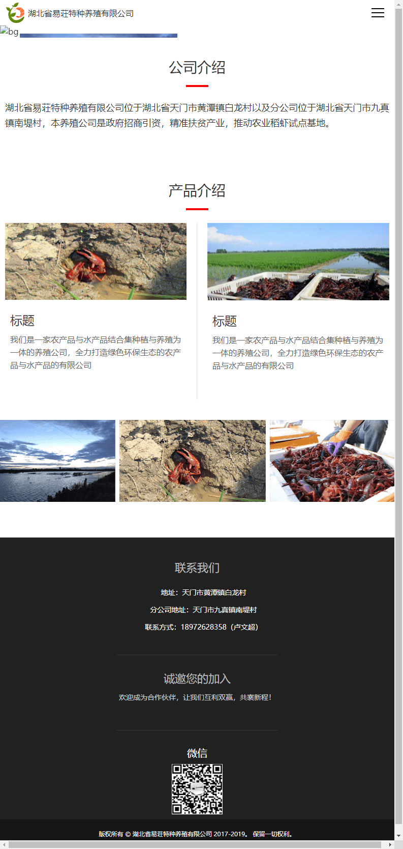 湖北省易荘特种养殖有限公司网站案例