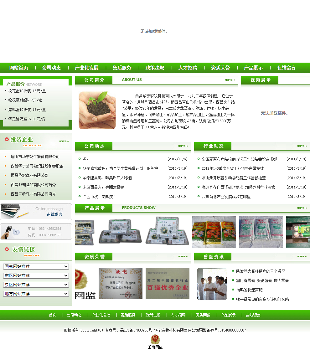 西昌华宁农牧科技有限公司网站案例