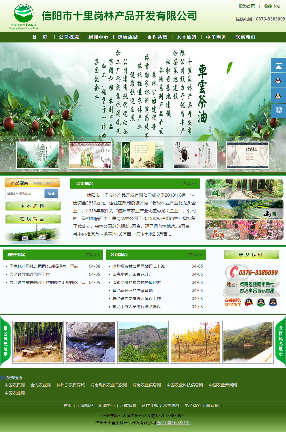 信阳市十里岗林产品开发有限公司网站案例