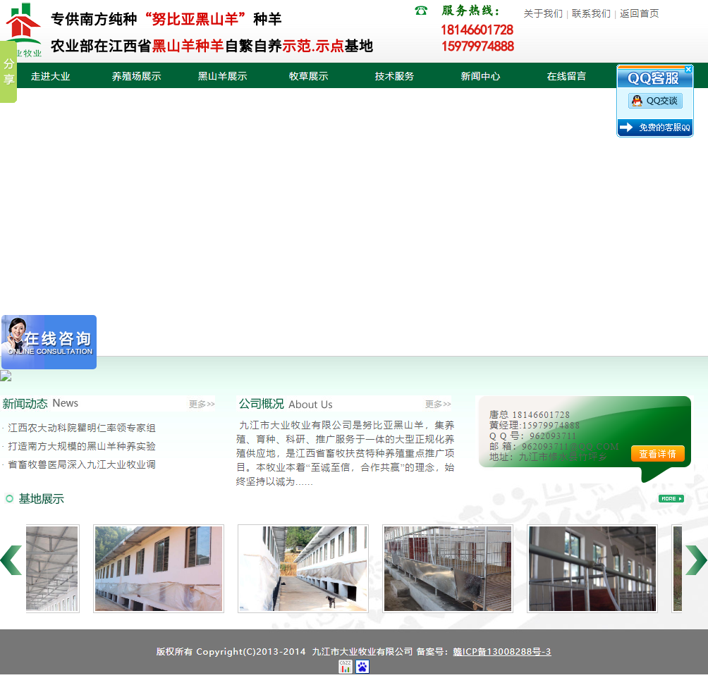 九江市大业牧业有限公司网站案例