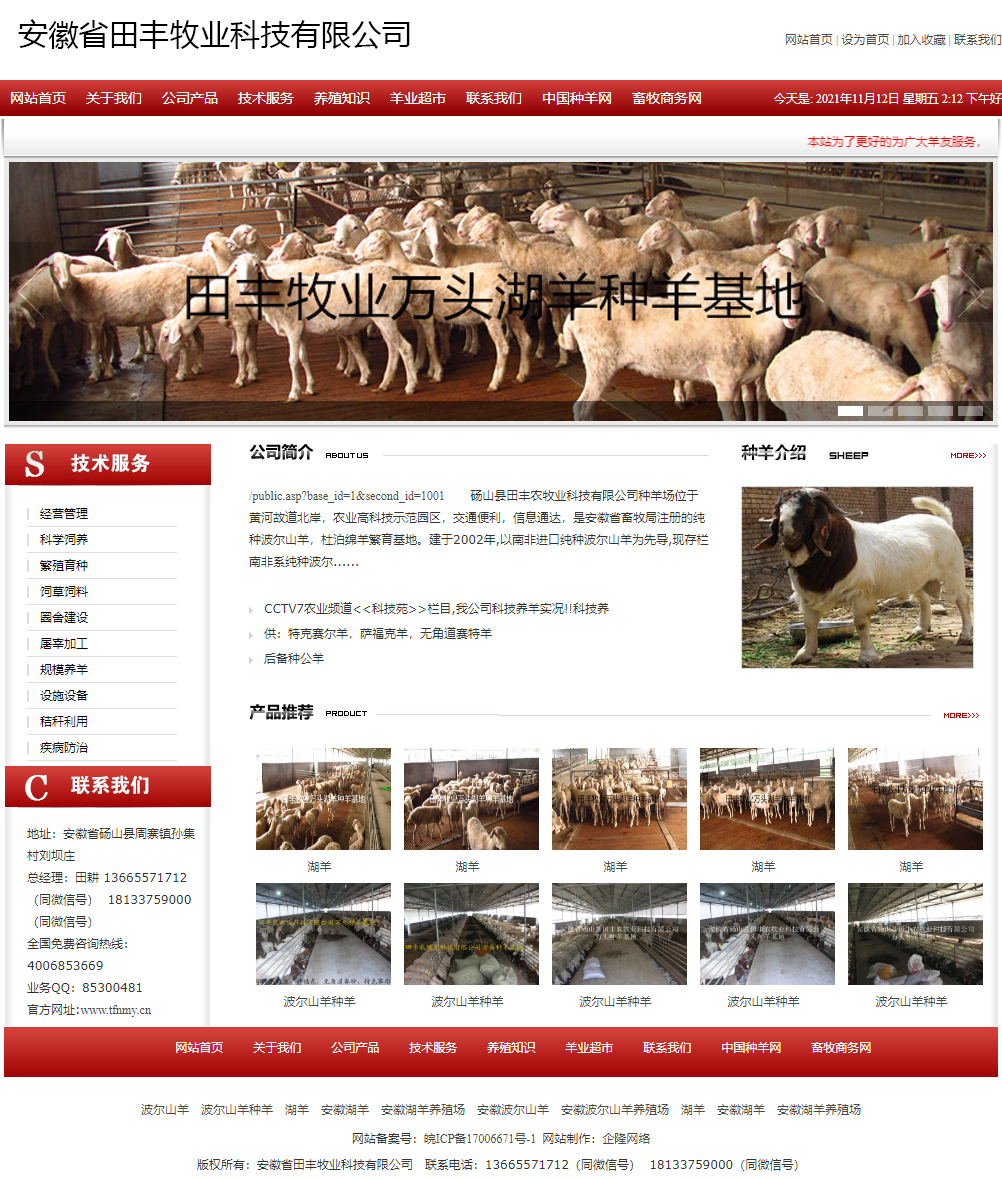 安徽省田丰牧业科技有限公司网站案例
