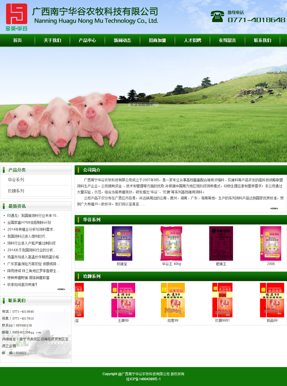 广西南宁华谷农牧科技有限公司网站案例