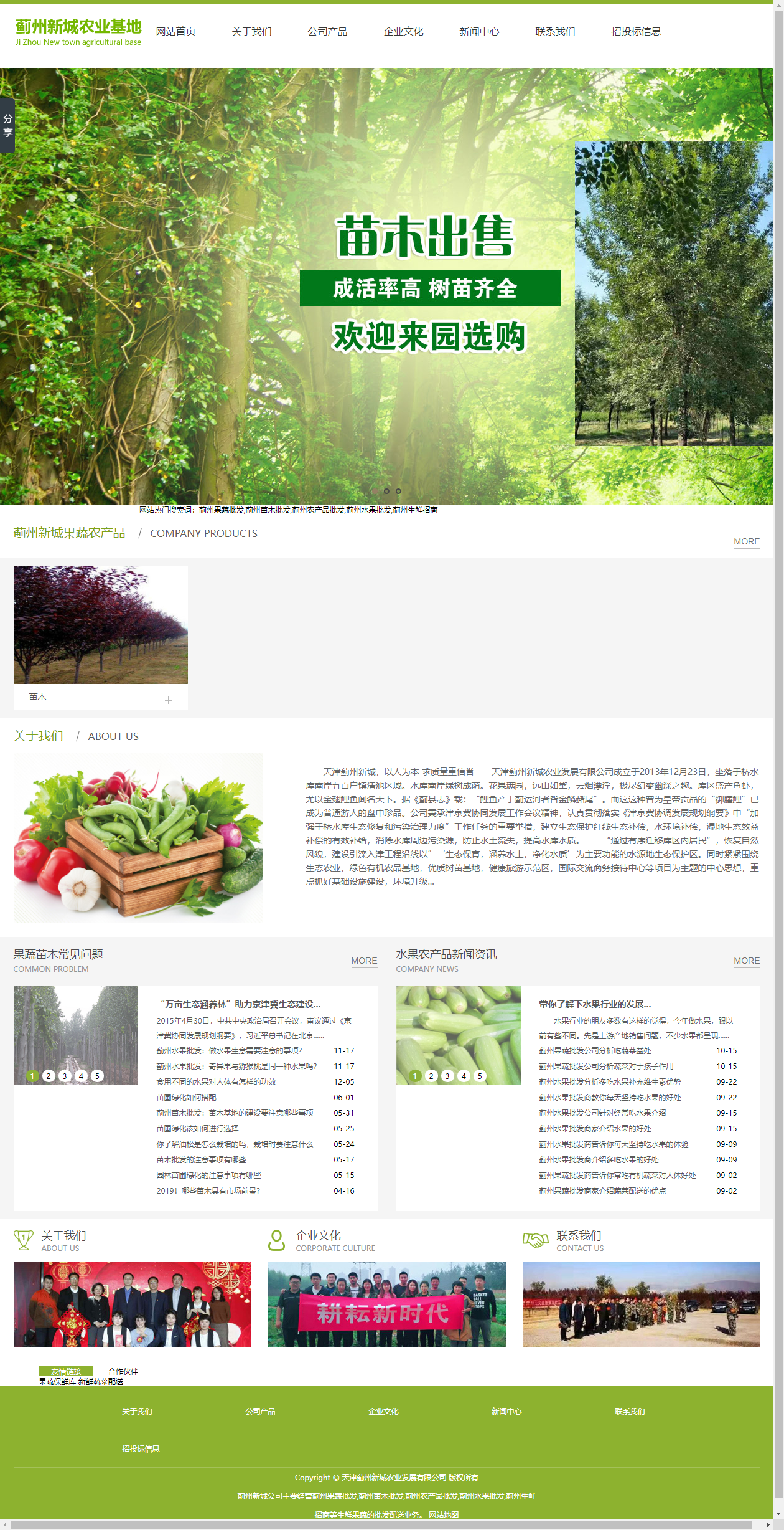天津蓟州新城农业发展有限公司网站案例