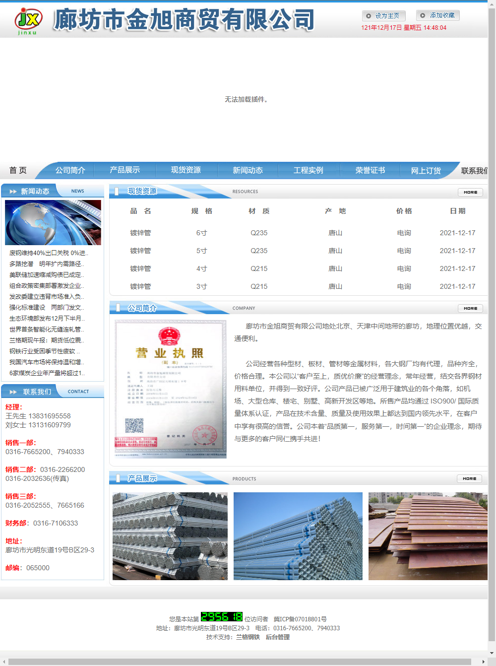 廊坊市金旭商贸有限公司网站案例