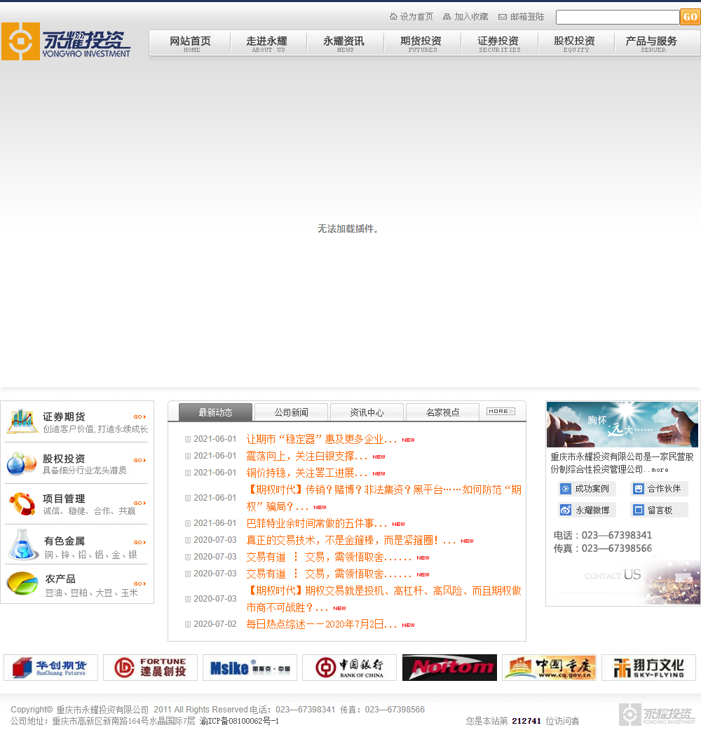 重庆市永耀投资有限公司网站案例