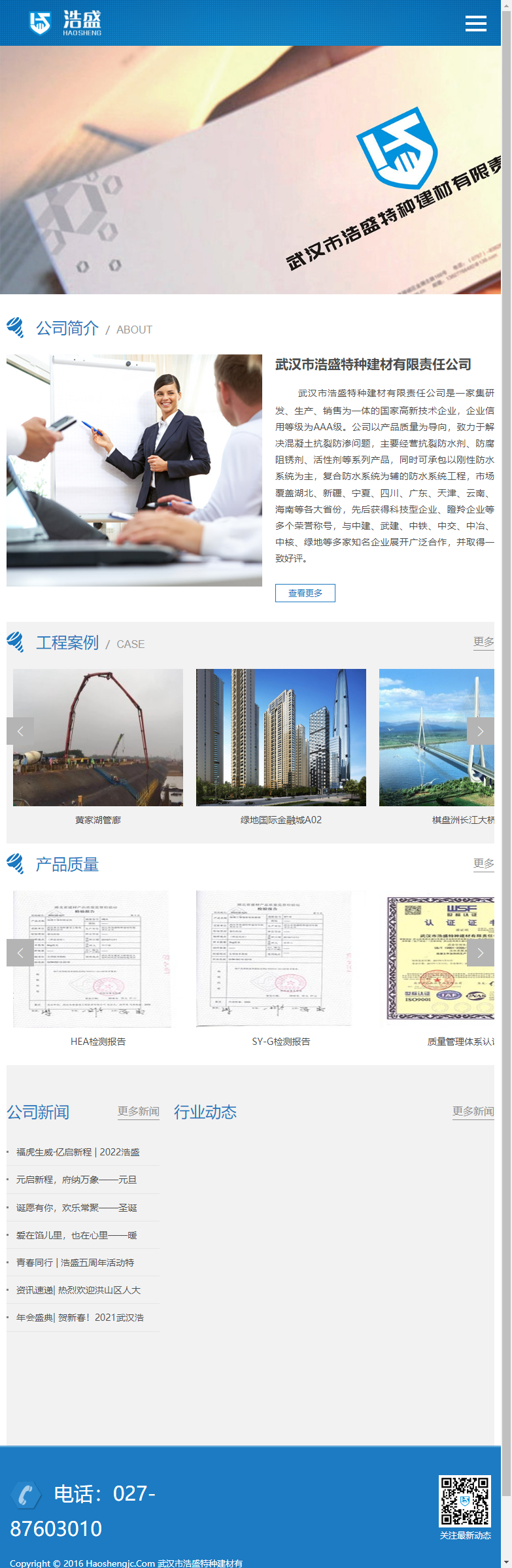 武汉市浩盛特种建材有限责任公司网站案例